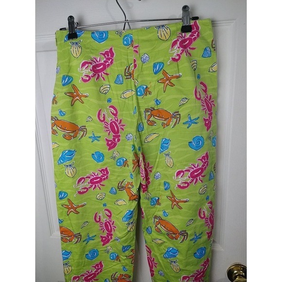 Eric Casual Seascape Loud Colored Flat Capri Cropped Pants. Size 10 - Picture 11 of 12